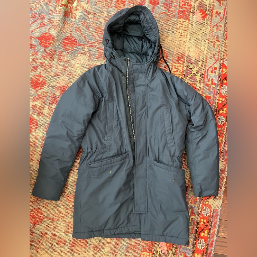 Everlane Men's reNew Parka Navy Hooded Puffer Coat almost new size S - Picture 2 of 6